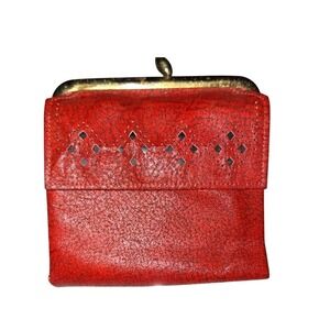 Vintage Princess Gardner Wallet Red With Floral Cutout Retro Boho Festival